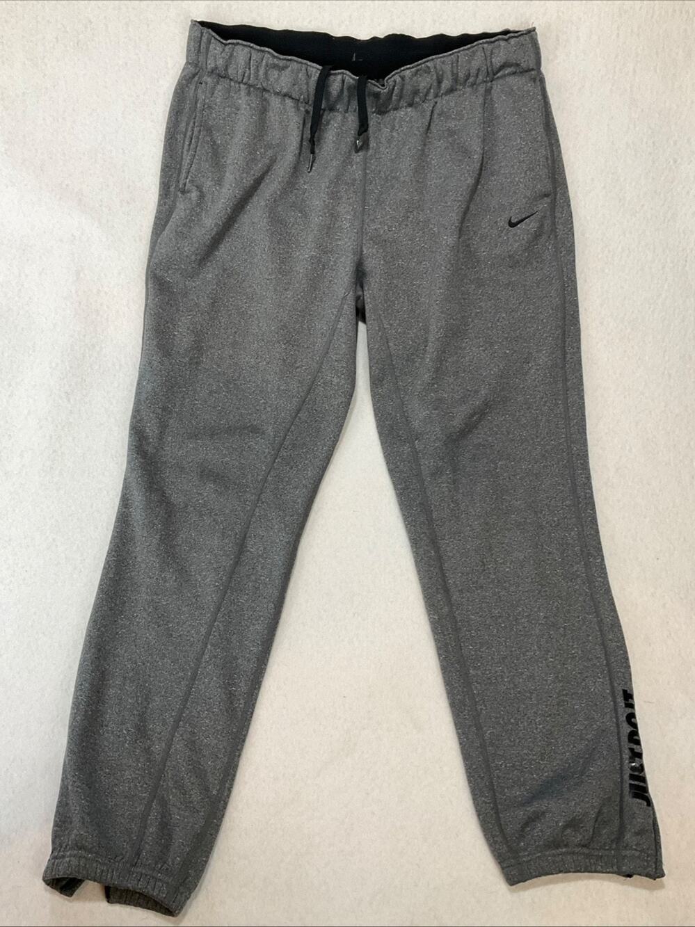 Nike Therma Fit Performance Jogger Sweatpants Grey Ankle Zips Drawstring Mens M